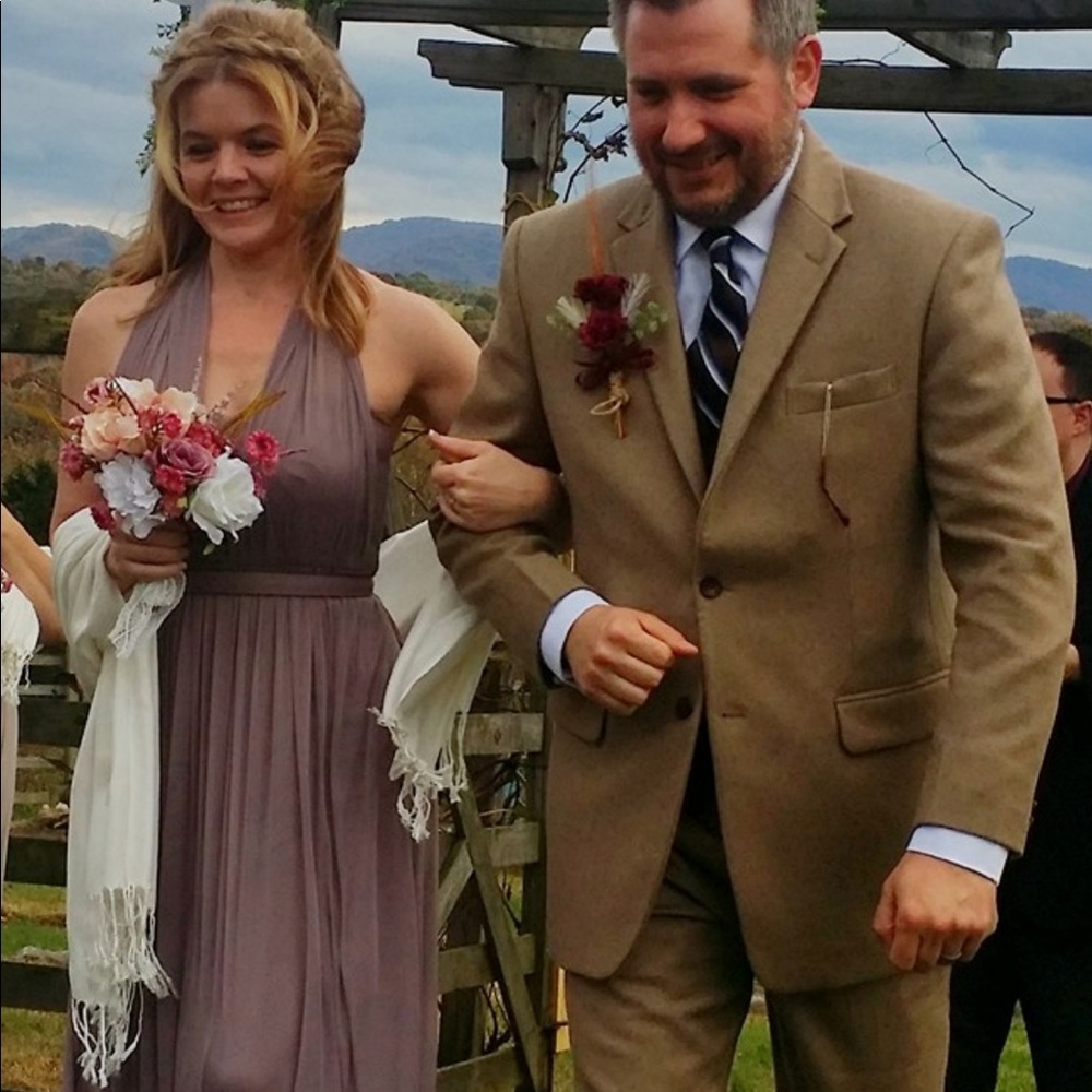 A Davids Bridal bridesmaid convertible dress.